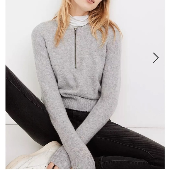 MADEWELL York Half-Zip Pullover Sweater Alpaca Wool Blend Blue Grey Size XL - Picture 1 of 9